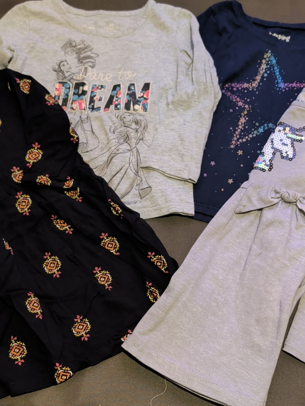 Toddler Girls Size 2T Dress and Shirt Bundle 4 Items Disney, Unicorn